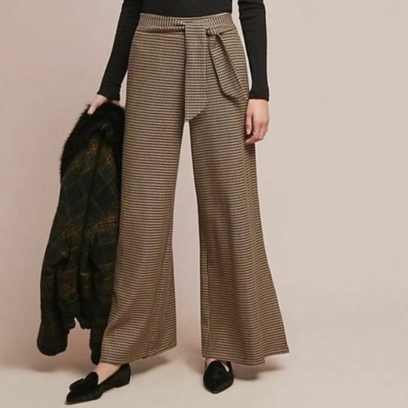 Anthropologie Cartonnier houndstooth tie pants - Picture 1 of 7